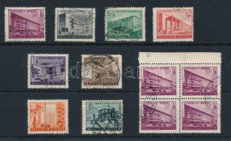 1951 Épületek I. 9 db bélyeg számvízjellel
