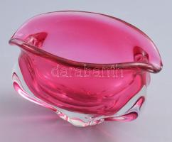 Chribska cseh pink váza, jelzés nélkül, kis karccal, m: 16x11 cm