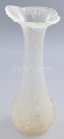 Buborékos anyagú hutaüveg váza, jelzés nélkül, hibátlan, m: 35,5 cm