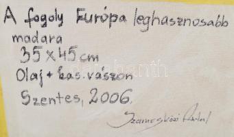 Szamosközi Antal (-): Foglyok (vadászat témájú festmény). Olaj, farost, jelzett. Hátoldalán Szamoskö...