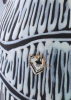 Keámia HSZ modernista kétfüles váza, kis mázkopással, m: 37 cm