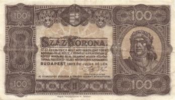 1923. 100K nyomdahely jelöléssel T:II/III+
