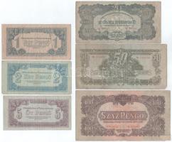 1944. 1P - 100P "A Vöröshadsereg Parancsnoksága" (6xklf) T:VG-G, anyaghiány
