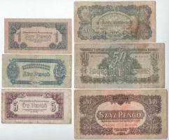 1944. 1P - 100P "A Vöröshadsereg Parancsnoksága" (6xklf) T:VG, szakadások, folt