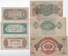 1944. 1P - 100P "A Vöröshadsereg Parancsnoksága" (6xklf) T:VG, szakadások, folt