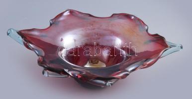 Cseh irizáló felületű asztalközép kínáló, 36x28 cm