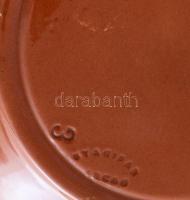 Karcagi mázas falitál, jelzett, kis mázhibával, d: 32 cm