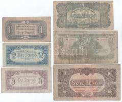 1944. 1P - 100P "A Vöröshadsereg Parancsnoksága" (6xklf) T:VG, szakadások, folt