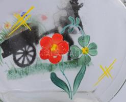 Dugós italos üveg, kertészkedő törpe alakjával festve, hibátlan, m: 15 cm