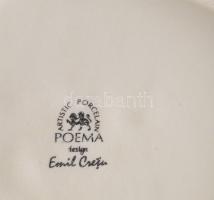 Poema Artistic Porcelain Részeg talicskában figura. Jelzett, kézzel festett, ujja javított, 26x16 cm