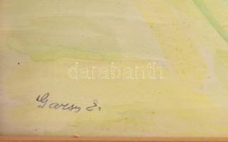 Gazsy Endre (1924?1982): Színes utca. Filc, papír, jelzett , keretben 37x27 cm Üveg