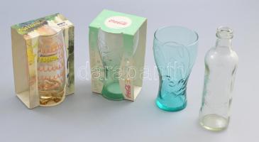 3 darab limitált kiadású pohár + Coca Cola üveg, m: 19 cm alatt