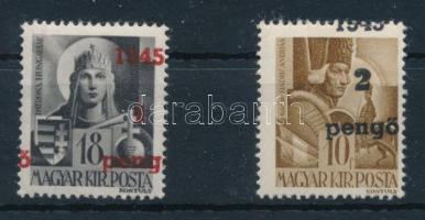 Nagyvárad I. 1945 2 db bélyeg elcsúszott felülnyomással, Bodor vizsgálójellel