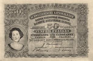 Svájc 1941. 50Fr csak előlapi fekete-fehér facsimile T:I
