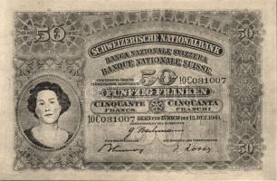 Svájc 1941. 50Fr csak előlapi fekete-fehér facsimile T:I