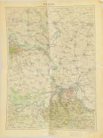 cca 1920-1930 Belgrád és környékének térképe, 1 : 200.000, M. Kir. Állami Térképészet, lapszéli sérülésekkel, 62x47 cm
