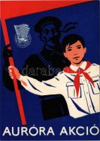 "Auróra Akció. A Vörös Zászló hőseinek útján" Magyar Úttörők Szövetsége "Előre" / Hungarian socialist propaganda, pioneer movement (ragasztónyom / glue marks)