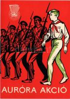 "Auróra Akció. A Vörös Zászló hőseinek útján" Magyar Úttörők Szövetsége "Előre" / Hungarian socialist propaganda, pioneer movement (ragasztónyom / glue marks)