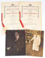 cca 1940 Zemplén Géza (1883-1956) vegyész 2 találmányi lap + 2 fotó + boríték