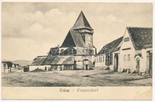 Asszonyfalva, Fraua, Axente Sever; Evangélikus erődtemplom. Josef Schuster kiadása / Lutheran castle church (fl)