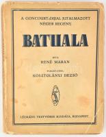 René Maran: Batuala. Bp., é. n. [1924], Első kiadás, Légrády Testvérek. 163p. Légrády Testvérek-ny. Kiadói ragasztott papírkötésben. Fordította: Kosztolányi Dezső. A borító foltos, a lapok sárgultak. Eredeti kötésben ritka. Az Egyenlítői-Afrikában szolgáló ?néger? szerző regényét közvetlenül 1921-es megjelenése után Goncourt-díjjal tüntették ki, ami hatalmas felháborodást váltott ki, mivel először tartott tükröt a franciák elé a gyarmatosítás valódi hatásairól, amelyek elborzasztották az illetékeseket és a közvéleményt. A kedélyek csak 1927-ben csillapodtak le, amikor André Gide közreadta az Utazás Kongóba című könyvét, majd kiadták Denise Moran Csád című beszámolóját is. René Maran az előszavában jelzi, hogy hat évig dolgozott a könyvön, és ?E hat év alatt pillanatig sem engedtem a kísértésnek, hogy megszólaljak. Annyira ügyeltem a tárgyilagos öntudatra, hogy itt minden elmélkedést töröltem, melyet nekem tulajdonithatnának.? Kosztolányi Dezső a lefordítása mellett tárcát is írt az első ?igazi néger regényről?.