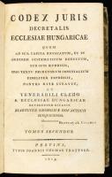 Kovachich, Martin Georg,: Codex juris decretalis ecclesiae hungaricae quem ad sua capita revocatum, et in ordinem systematicum reductum, sub Hungaricae ... II. Pest, 1815. Trattner. 511p. + 16. Korabeli kartonált papírkötésben