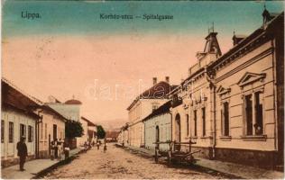 1912 Lippa, Lipova; Kórház utca, zsinagóga / Spitalgasse / Hospital Street, synagogue (fl)