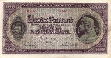 1945. 100P (3x) egymás utáni ill kis ugrású sorszámokkal T:II,II-