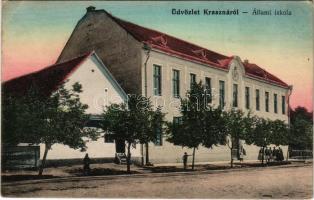 1916 Kraszna, Sz.-Kraszna, Crasna (Szilágy megye); Állami iskola. Boda Béla kiadása / school (EK)