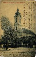 1908 Varjas, Varias; Szerb ortodox templom. W.L. 1340. / Serbian Orthodox church + "PERJÁMOS - VALKÁNY 90. SZ." vasúti mozgóposta bélyegző (fa)