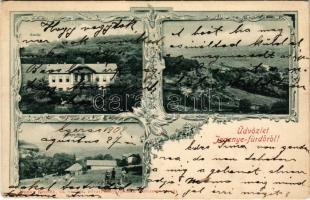 1902 Jegenye, Leghia (Kolozs); Jegenye fürdő, kastély, villa. Dunky Fivérek cs. és kir. udvari fényképészek / spa, bath, castle, villa. Art Nouveau, floral (EK)