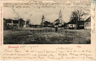 1905 Szaniszló, Stanislau, Sanislau; Fő tér, templomok. Krémer Mihály kiadása / main square, churches (r)