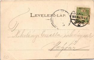 1903 Temesvár, Timisoara; Kossuth Lajos utca, Takarékpénztár, villamos / street view, savings bank, ...