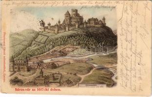 1900 Nagysáros, Velky Saris; Sáros vár 1617. évben. Fénynyomat Divald műintézetéből / Sarissky hrad / castle anno 1617 (fl)