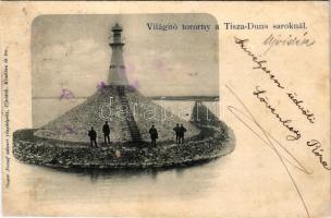 1900 Újvidék, Novi Sad, Neusatz; világítótorony a Tisza-Duna saroknál. Stuger József udvari fényképész kiadása és felvétele / lighthouse (felületi kopás / worn surface)