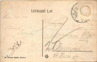 1909 Léva, Levice; Fő tér, Központi szálloda, bank, Nagy J. üzlete. Schulcz Ignác kiadása / main squ...