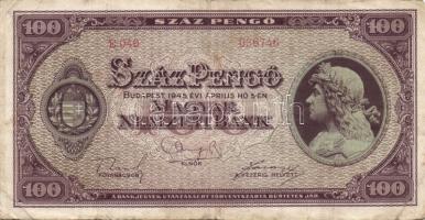 1945. 100P "N" felett csak egy kis pont, tévnyomatos (gyakoribb) variáns mellékelve T:III