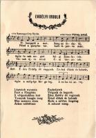 Erdélyi induló kottás képeslap. Kiadja a Székely Naptárak kiadóvállalata (Marosvásárhely) - "Becsüljük meg nemzeti viseletünket, hogy általa mi is megbecsültessünk" / Transylvanian marching song, Hungarian irredenta propaganda, sheet music (EB)