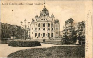 1904 Kassa, Kosice; Nemzeti színház, Fő utca. László Béla kiadása / theatre, main street (fl)