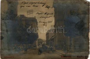 1906 Komárom, Komárno; Klapka tér, gyógyszertár, üzletek, piac / square, pharmacy, shops, market. Schönwald T. photo (b)