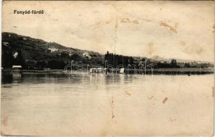 1915 Fonyód, balatoni fürdőházak, villák, kertek, nádas (fa)