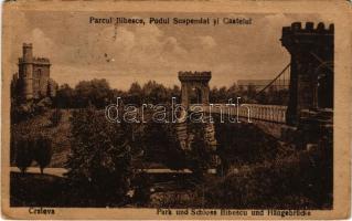 1922 Craiova, Királyi; Parcul Bibescu, Podul Suspendat si Castelul / Park und Schloss Bibescu und Hängebrücke / castle and park, suspension bridge (EB)
