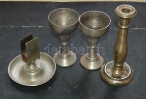 Alpakka szett gyertyatartóval, 2db kehellyel és egy darab szalvétatartóval