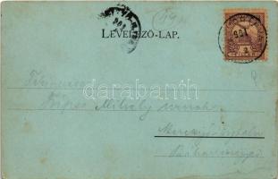 1901 Abrudbánya, Abrud; látkép este holdfényben. Gálfi György fényképész kiadása / general view at n...