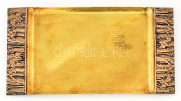 Tevan Margit (1901-1978) tálca, jelzett, kopással,33,5x19 cm