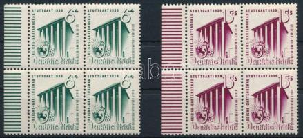 Deutsches Reich; Imperial garden show 1938 Mi 692-693 margin blocks of four, Deutsches Reich; 1938 Birodalmi kertbemutató Mi 692-693 ívszéli négyestömb