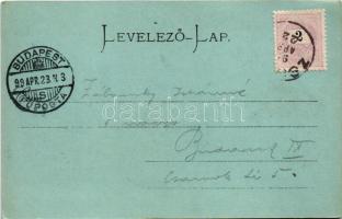 1899 (Vorläufer) Trencsén, Trencín; vár, vasútvonal este holdfényben. Gansel Lipót kiadása / Trencia...