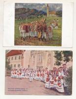 HORVÁTORSZÁG - 4 db RÉGI horvát népviselet képeslap / 4 pre-1945 Croatian folklore art postcards