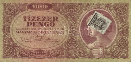 1945. 1000P hibásan felragasztott bélyeggel T:II