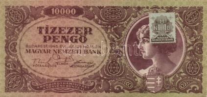 1945. 1000P hibásan felragasztott bélyeggel T:II